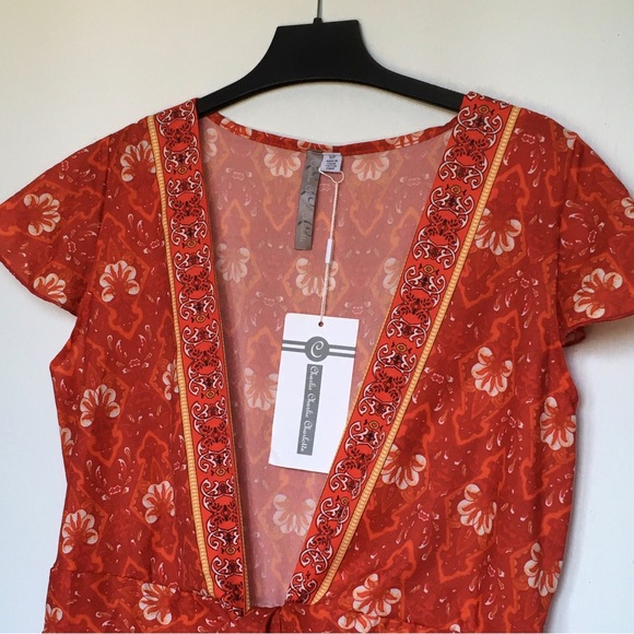 Charlie Charlie Charlotte Cap Sleeve V-neck Front Slit Fit & Flare Dress Size S - Picture 5 of 15